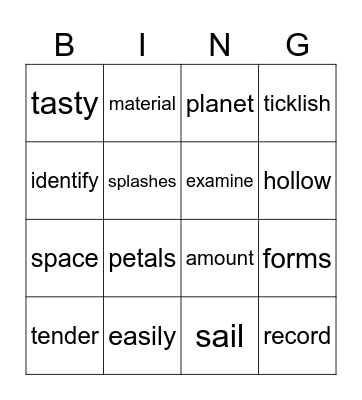 M2W1 Voccab Bingo Card