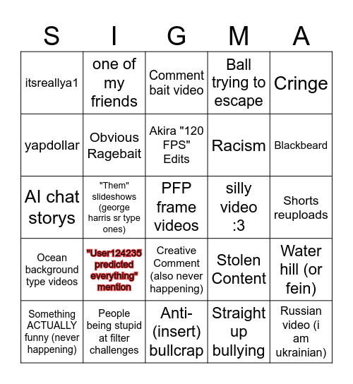 Tiktok 2024 bingo Card