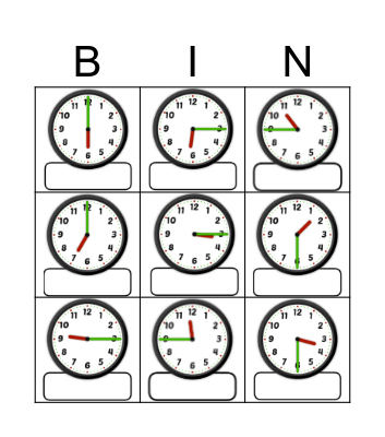 Telling the time Bingo Card