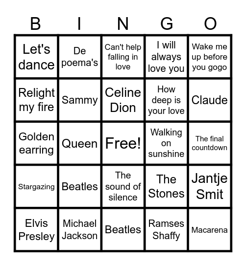 SWINGO Bingo Card