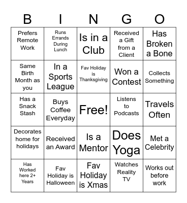 Team Meeting Bingo Card