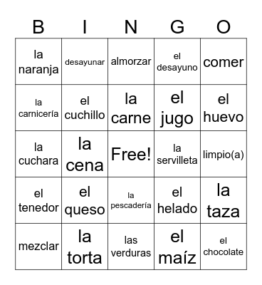 Encuentros 1 Unidad 4 Bingo Card