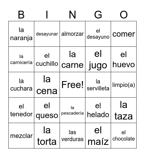 Encuentros 1 Unidad 4 Bingo Card