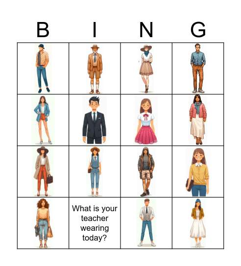 Fashion Bingo Card