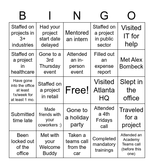 NH Bingo Card