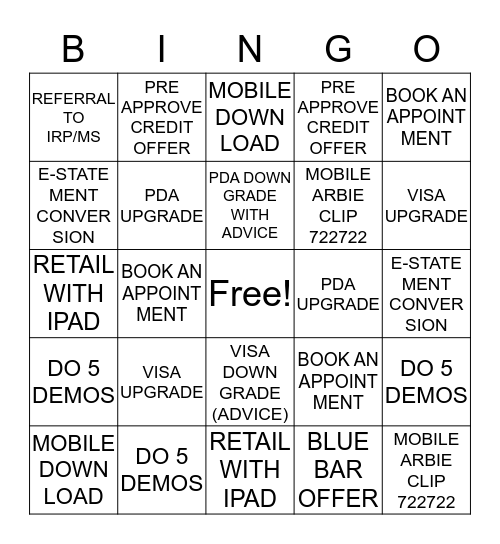 ODESSA BINGO Card