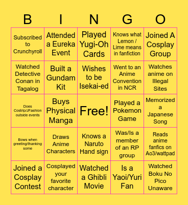 OTAKU BINGO Card