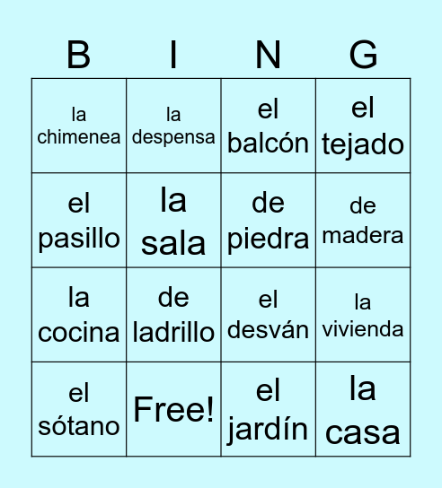 SP2 U2: La vivienda Bingo Card
