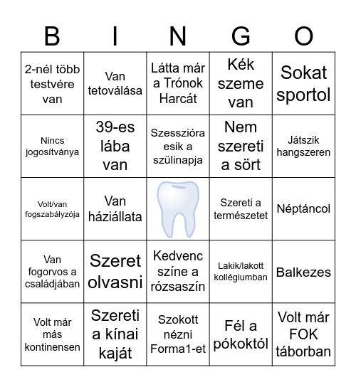 Gólyafokoló Bingo Card