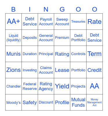 Treasury School Bingo Card