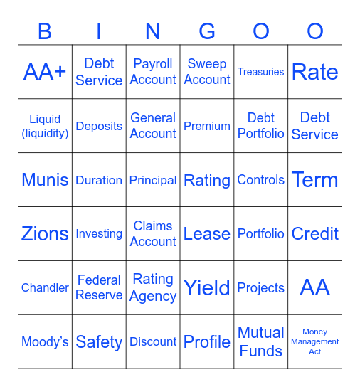 Treasury School Bingo Card