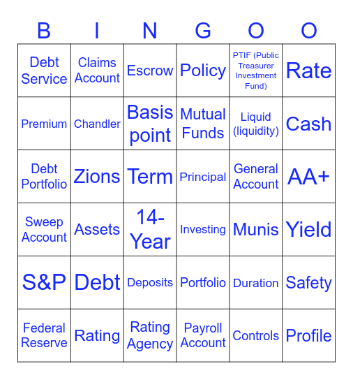 Treasury School Bingo Card