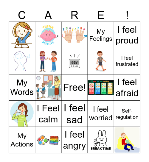 Self-Control and Self-Regulation Bingo Card