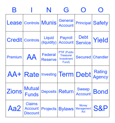 Treasury School Bingo Card