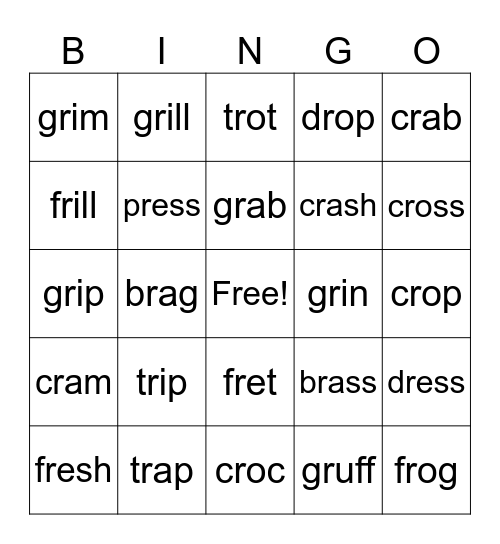 Initial R-Blend Bingo Card