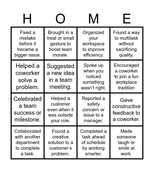 Core Values Bingo! Bingo Card