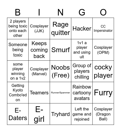 tsb bingo Card