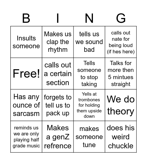 Claydawg Bingo Card