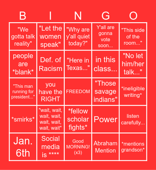 Government Bingo Card