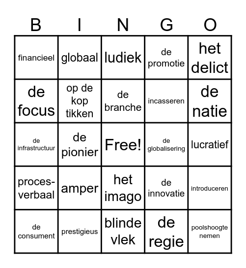 woordenschat bingo Card