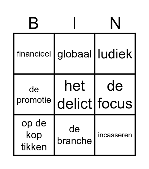 woordenschat bingo Card