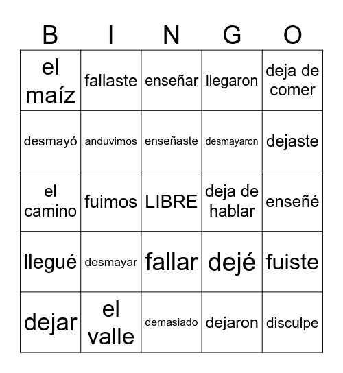 V5 Bingo Card