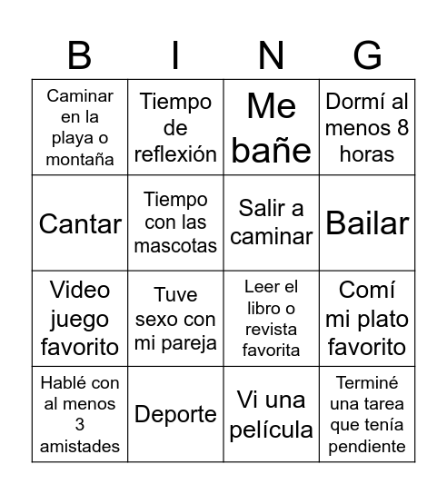 Bingo de la Salud Mental Bingo Card