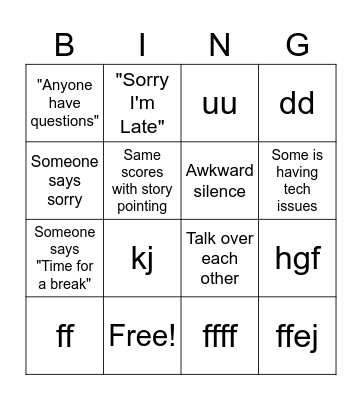 Professional Services Team Bingo Card
