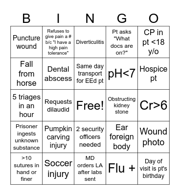 October Bingo Card