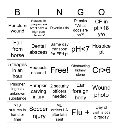 October Bingo Card