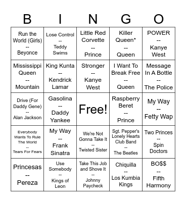 Boss Bingo Card