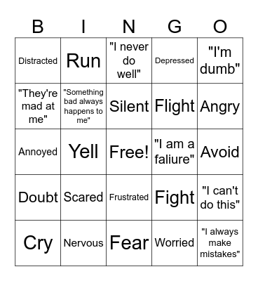 Emotions Bingo Card