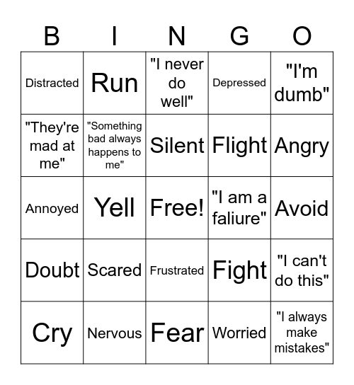 Emotions Bingo Card