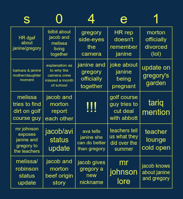 abbott elementary: "back to school" predictions Bingo Card