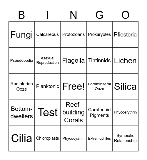 Microorganism Bingo! Bingo Card