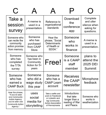 CAAP Conference 2024 CAAPo! Bingo Card