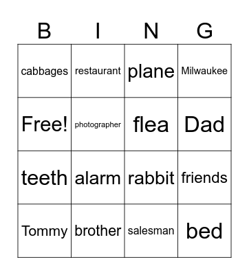 NOUN BINGO Card
