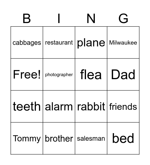 NOUN BINGO Card