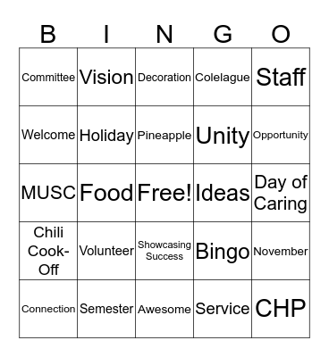 Staff Congress Bingo Card