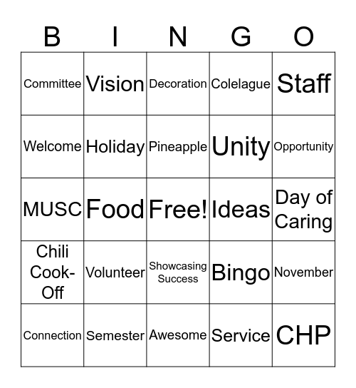 Staff Congress Bingo Card