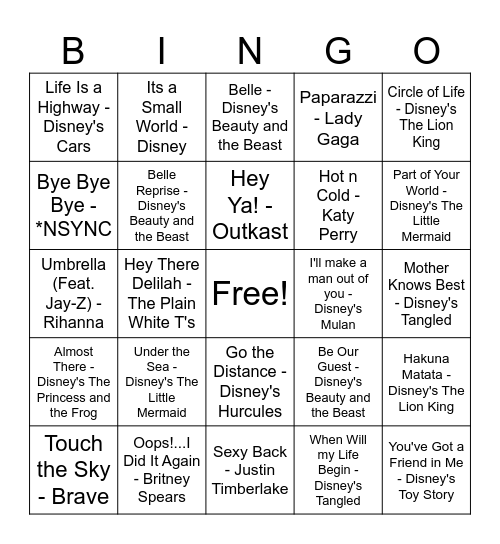 Ye Small One Bingo Card