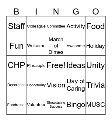 Staff Congress Bingo Card