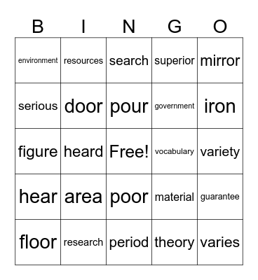 Step 8.1 - 8.5 Bingo Card