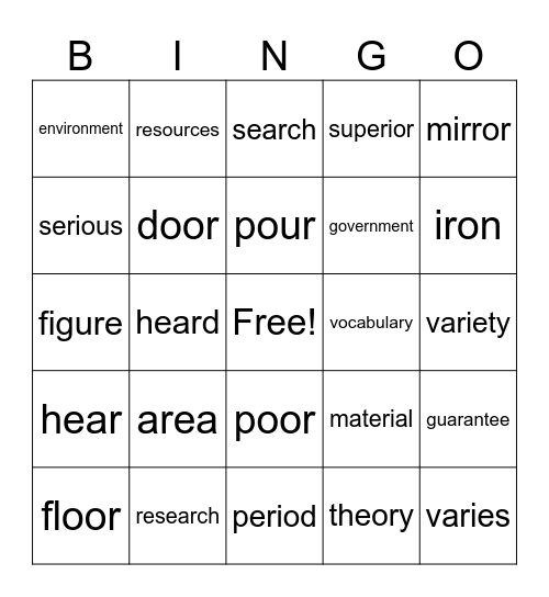 Step 8.1 - 8.5 Bingo Card