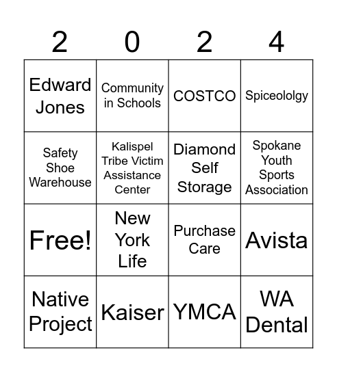 Kalispel Benefits Fair Bingo Card