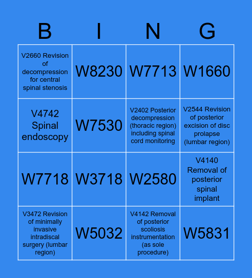 MSK BINGO Card