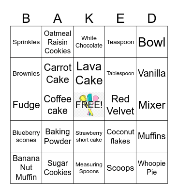 Bakery Bingo Card
