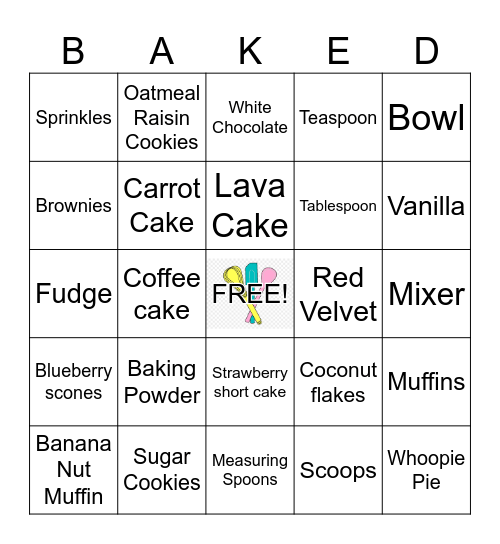 Bakery Bingo Card