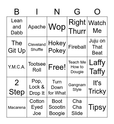 Wedding Line Dance Songs Bingo Card