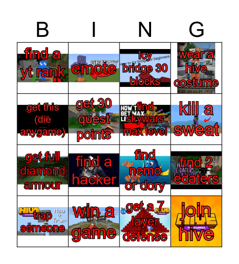 HIVE Bingo Card